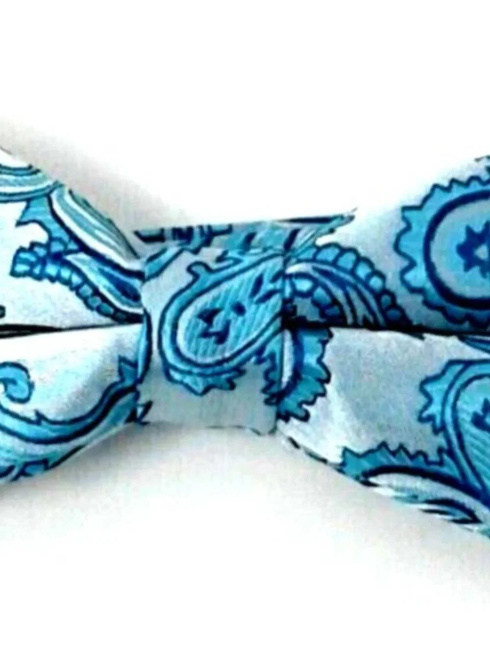 Paisley Bow Tie Bright Aqua Turquoise Pretied Adjustable Brand Q